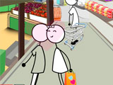 Поцелуи стикменов в супермаркете